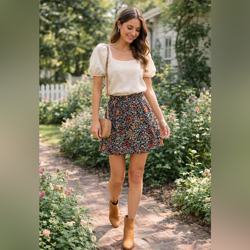 Floral Mini Skirt | Size 4 | Gap | Cottagecore Ditsy Print Boho Romantic Spring